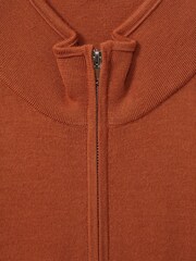 Reiss Hot Orange Maxwell Merino Wool Half-Zip Polo Shirt - Image 6 of 6