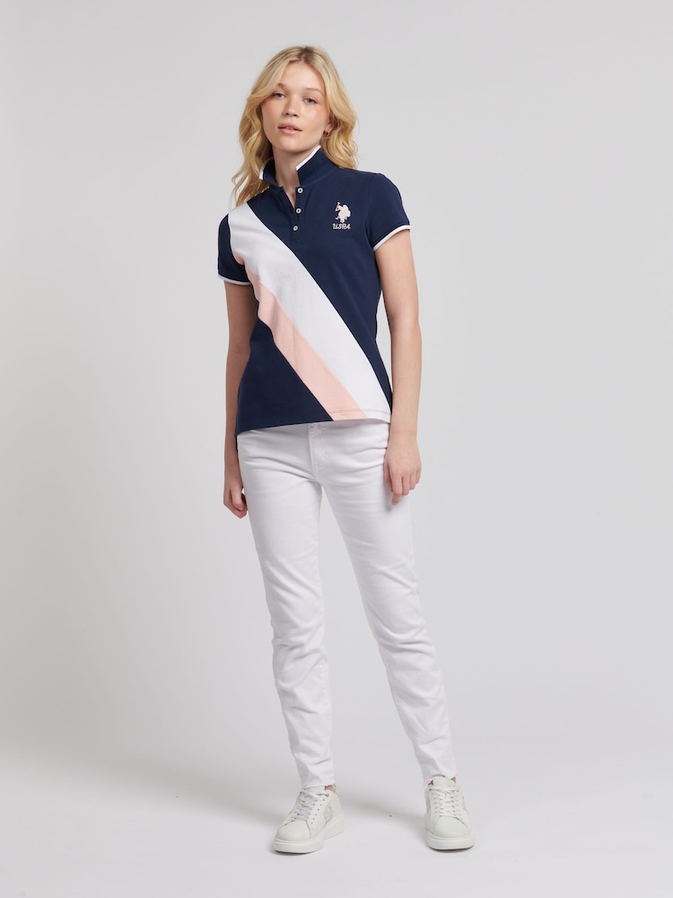 U.S. Polo Assn. Blue Womens Player 3 Sash Polo Shirt - Image 6 of 8