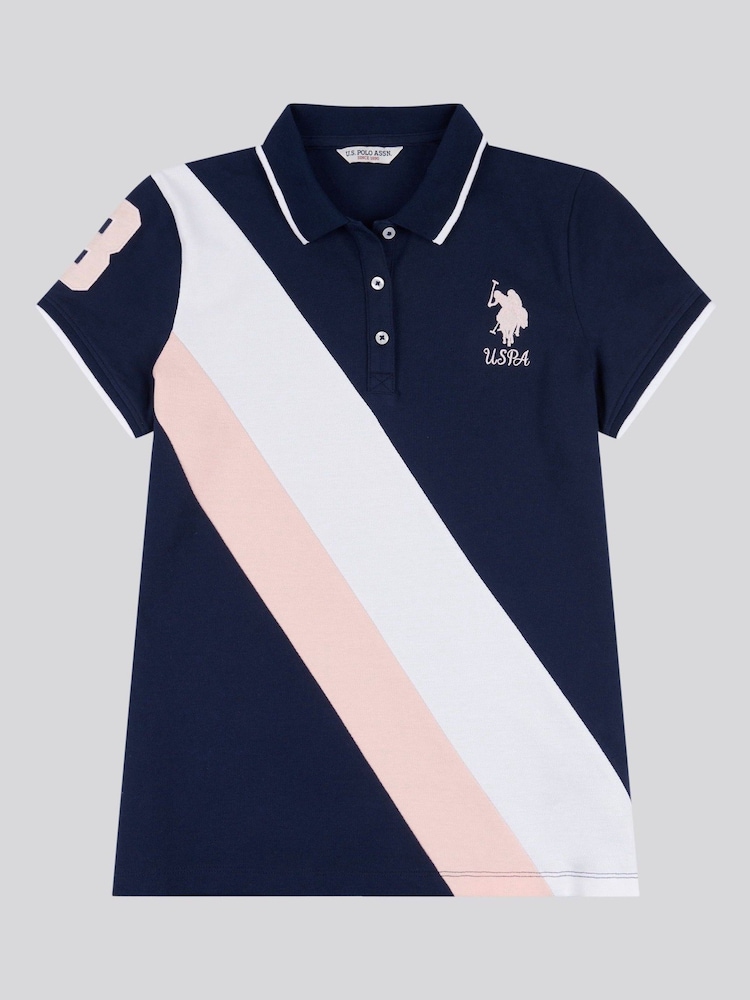 U.S. Polo Assn. Blue Womens Player 3 Sash Polo Shirt - Image 7 of 8