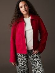 Red Zip Through Short Textured Jacket - Image 2 of 8