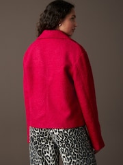 Red Zip Through Short Textured Jacket - Image 3 of 8