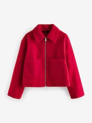 Red Zip Through Short Textured Jacket - Image 5 of 8