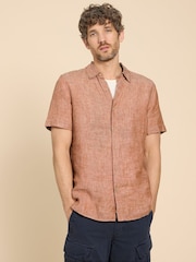 White Stuff Orange Pembroke 100% Linen Shirt - Image 1 of 7