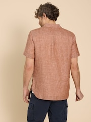 White Stuff Orange Pembroke 100% Linen Shirt - Image 2 of 7