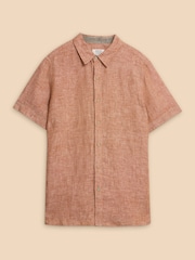 White Stuff Orange Pembroke 100% Linen Shirt - Image 5 of 7
