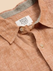 White Stuff Orange Pembroke 100% Linen Shirt - Image 7 of 7
