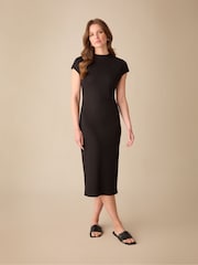Ro&Zo Rib Knit Midi Black Dress - Image 1 of 4