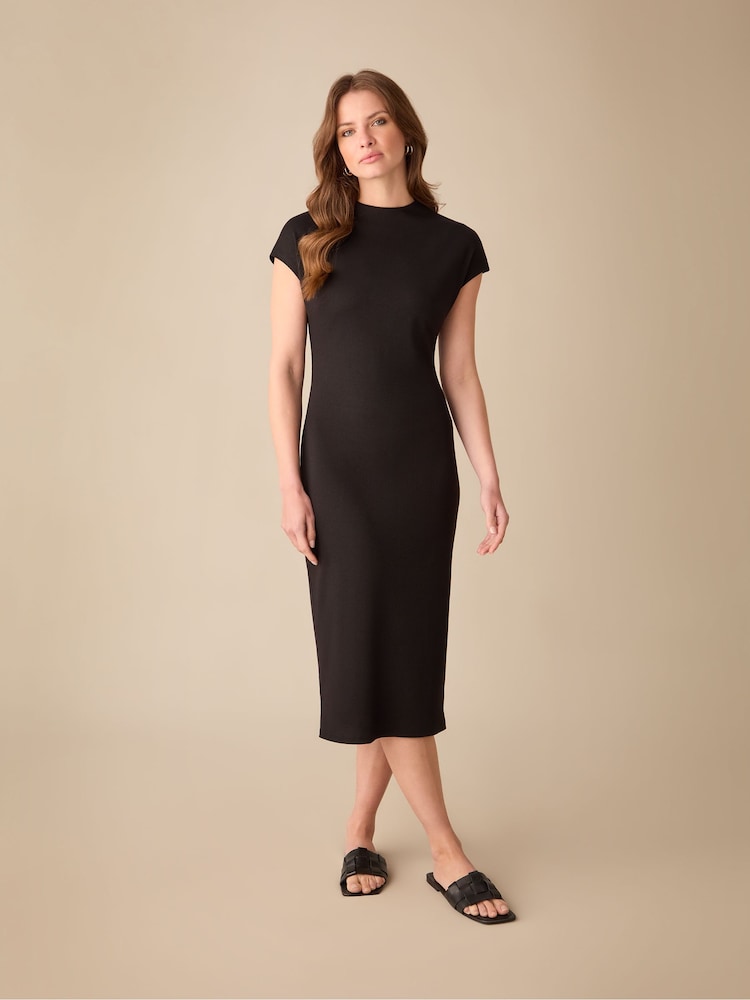 Ro&Zo Rib Knit Midi Black Dress - Image 1 of 4