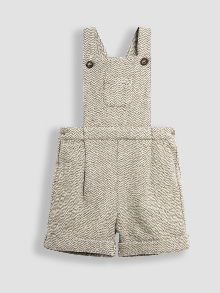 JoJo Maman Bébé Natural Herringbone Dungarees And Top Set - Image 2 of 6