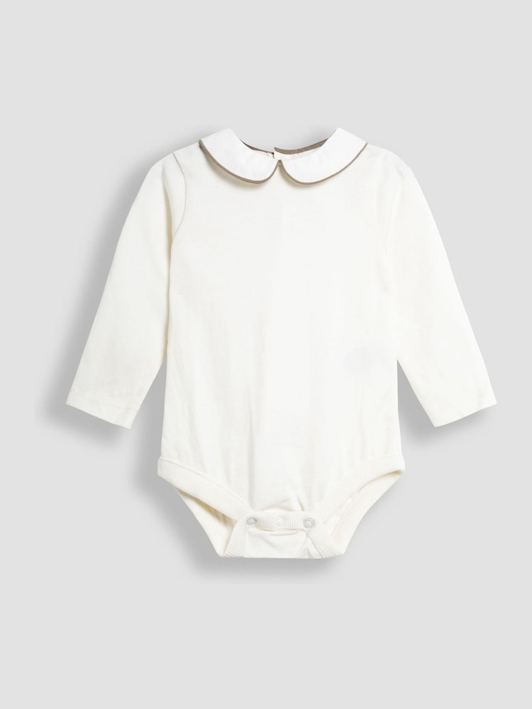 JoJo Maman Bébé Natural Herringbone Dungarees And Top Set - Image 4 of 6
