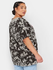 Yours Curve Black 100% Cotton Astrology Print Tie Dye T-Shirt - Image 3 of 5