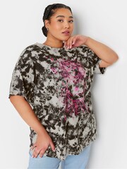 Yours Curve Black 100% Cotton Astrology Print Tie Dye T-Shirt - Image 4 of 5