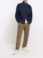 River Island Brown Stone Cargo Trousers - Image 1 of 5