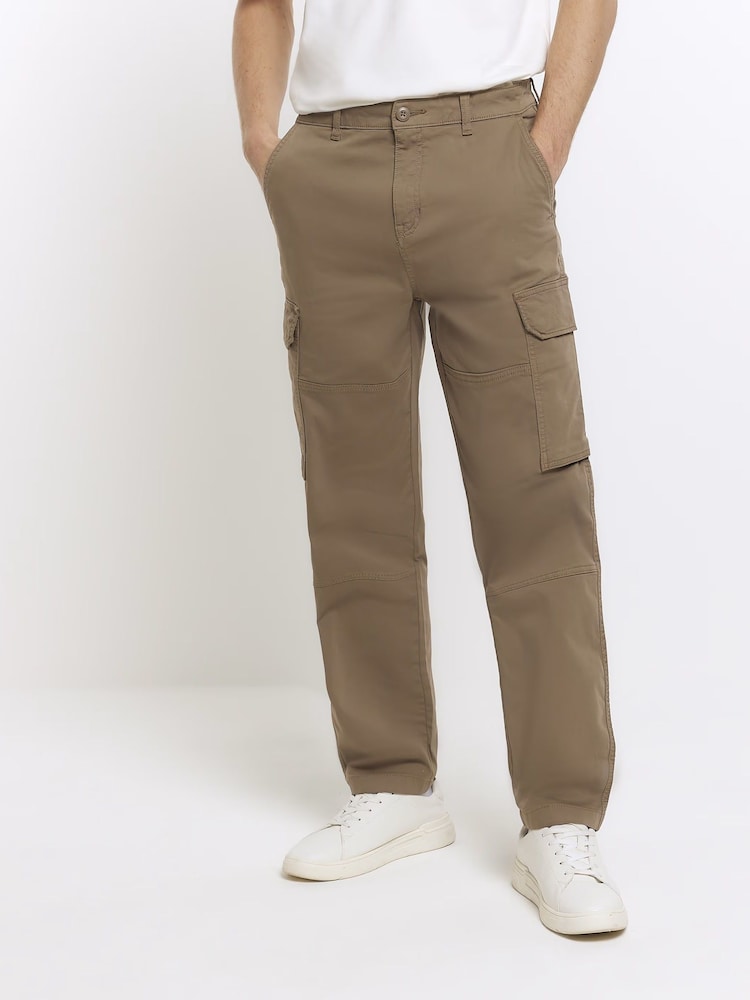 River Island Brown Stone Cargo Trousers - Image 2 of 5