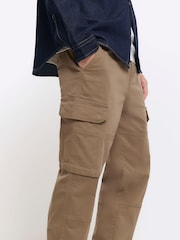 River Island Brown Stone Cargo Trousers - Image 4 of 5