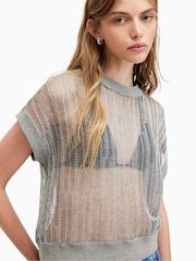 AllSaints Silver 100% Cotton Giana T-Shirt - Image 2 of 6