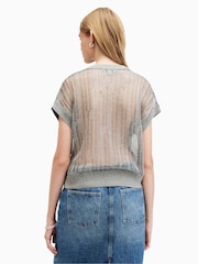 AllSaints Silver 100% Cotton Giana T-Shirt - Image 5 of 6