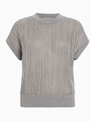 AllSaints Silver 100% Cotton Giana T-Shirt - Image 6 of 6