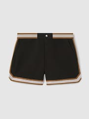 Reiss Black Baller - Che Contrast Stripe Elasticated Waist Swim Shorts - Image 1 of 5