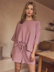Pink Cosy Waffle Pyjamas Set - Image 1 of 9