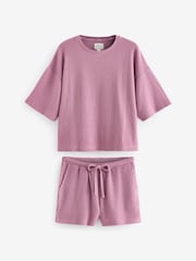 Pink Cosy Waffle Pyjamas Set - Image 4 of 9