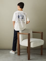 Reiss Ecru/Blue Sennen Teen Oversized Cotton Motif Shirt - Image 2 of 4