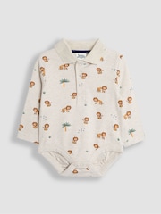 JoJo Maman Bébé Neutral Lion Printed Polo Shirt Bodysuit - Image 1 of 3