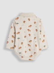 JoJo Maman Bébé Neutral Lion Printed Polo Shirt Bodysuit - Image 2 of 3