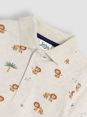 JoJo Maman Bébé Neutral Lion Printed Polo Shirt Bodysuit - Image 3 of 3
