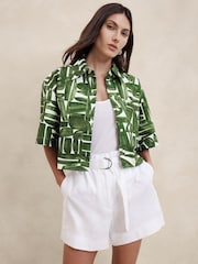 Banana Republic Green The Boxy Crop Short-Sleeve Shirt - Image 1 of 1