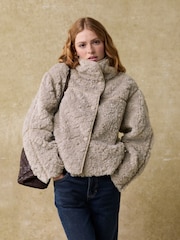 Neutral Teddy Faux Fur Jacket - Image 1 of 10