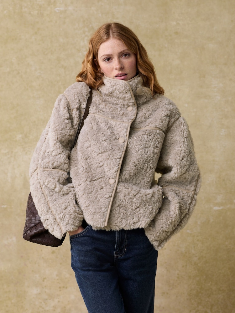 Neutral Teddy Faux Fur Jacket - Image 1 of 10