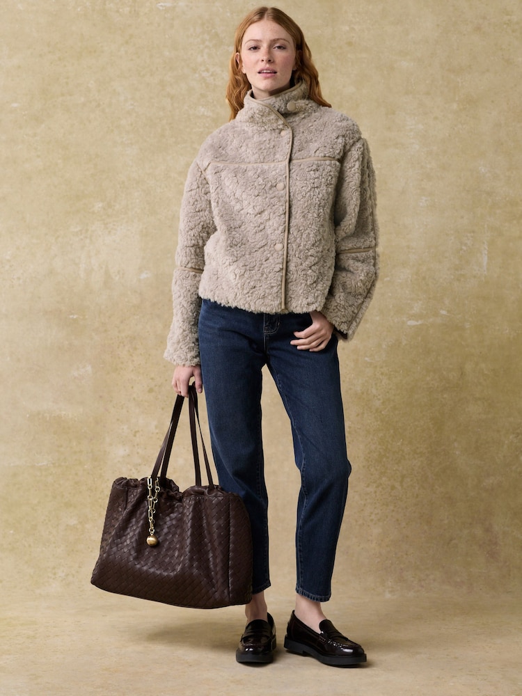 Neutral Teddy Faux Fur Jacket - Image 2 of 10