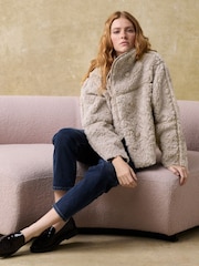 Neutral Teddy Faux Fur Jacket - Image 3 of 10