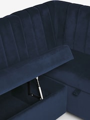 Plush Velvet Navy Anderson Corner Corner Storage Dining Bench - Image 10 of 11