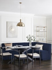 Plush Velvet Navy Anderson Corner Corner Storage Dining Bench - Image 3 of 11