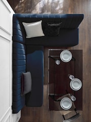 Plush Velvet Navy Anderson Corner Corner Storage Dining Bench - Image 5 of 11