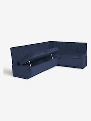 Plush Velvet Navy Anderson Corner Corner Storage Dining Bench - Image 9 of 11