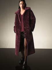 Berry Red Teddy Borg Coat - Image 1 of 8