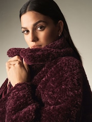 Berry Red Teddy Borg Coat - Image 4 of 8