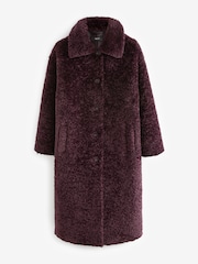 Berry Red Teddy Borg Coat - Image 5 of 8