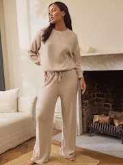 Ecru Ribbed Knitlook Lounge Trousers - Image 1 of 8