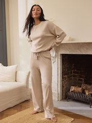 Ecru Ribbed Knitlook Lounge Trousers - Image 4 of 8