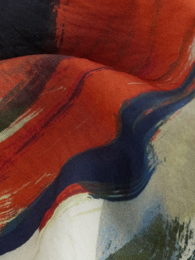 Multicoloured Abstract Print Long Sleeve Textured Overhead V-Neck Blouse - Image 8 of 9