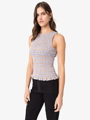 Amy Lynn Mona Smocked Top in and Orange Check - Bild 5 von 6