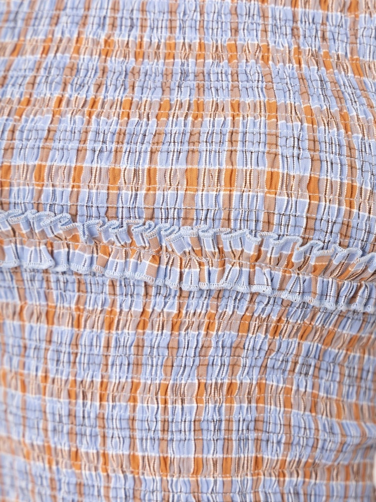 Amy Lynn Mona Smocked Top in and Orange Check - Bild 6 von 6
