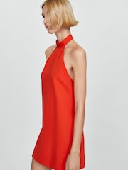 Mango Red Halter-Neck Open-Back Dress - Image 3 of 7