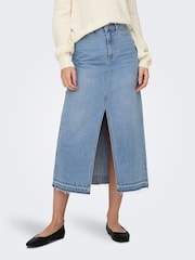 JDY Blue Split Front Denim Maxi Skirt - Image 2 of 8