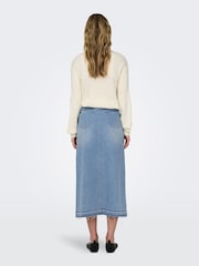 JDY Blue Split Front Denim Maxi Skirt - Image 3 of 8