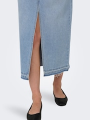 JDY Blue Split Front Denim Maxi Skirt - Image 5 of 8
